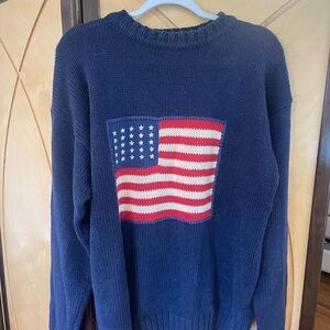 Vintage Navy Sweater with American Flag